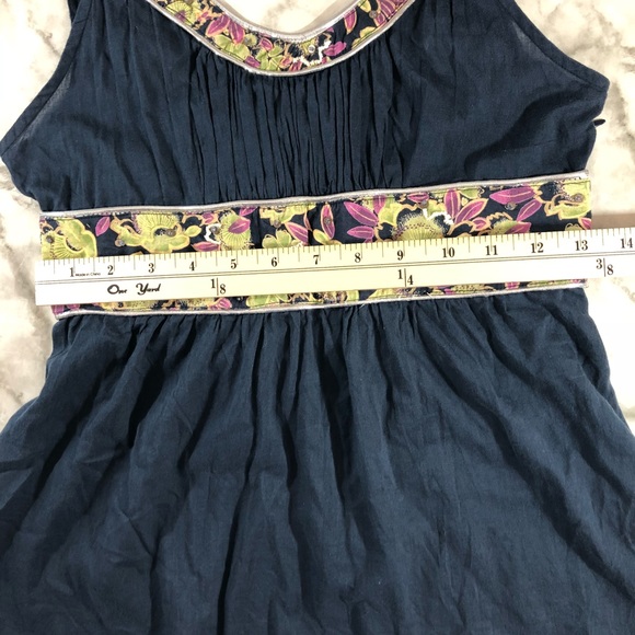 NWT Free People Navy Tank With Floral Accents Sz 2 - Picture 4 of 8